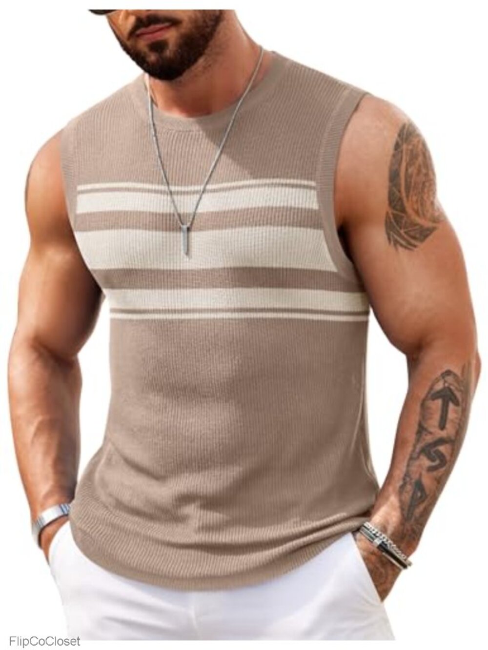 Mens Casual Knit Tank Top Muscle Sleeveless Summer Vacation Shirt